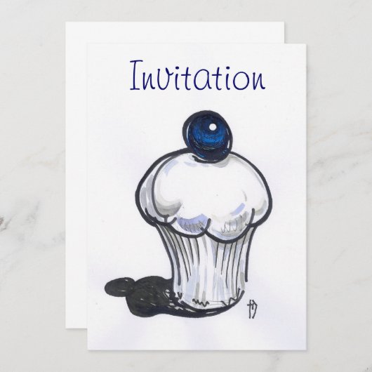 ブルーベリーマフィン招待状 招待状 (正面/裏面)