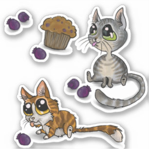 ブルーベリーマフィンBloop猫ちゃん シール
