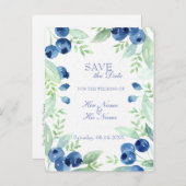 ブルーベリーミッドサマー素朴ウェディングSAVE the Date 案内ポストカード (正面/裏面)