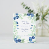 ブルーベリーミッドサマー素朴ウェディングSAVE the Date 案内ポストカード (スタンド正面)