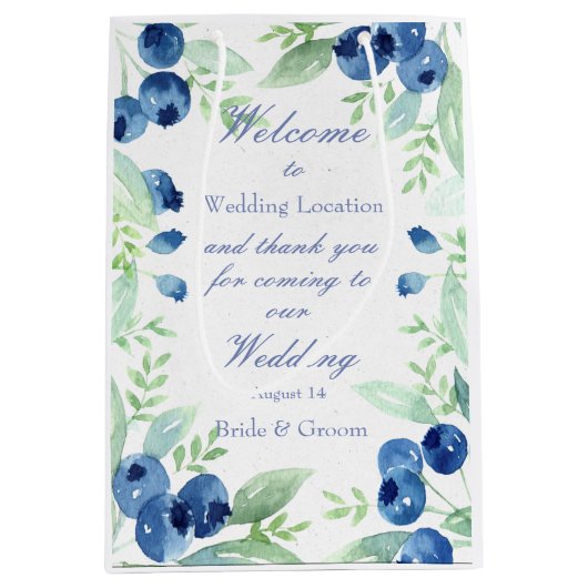 ブルーベリーミッド素朴サマー結婚ベリー ミディアムペーパーバッグ (正面)