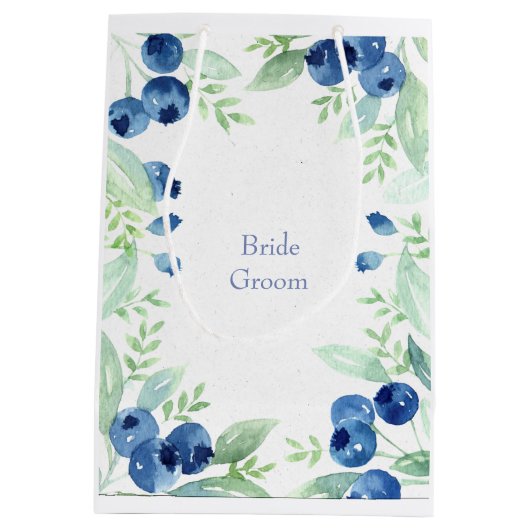 ブルーベリーミッド素朴サマー結婚ベリー ミディアムペーパーバッグ (裏面)