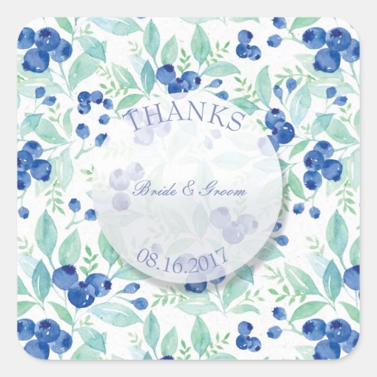 ブルーベリーミッ素朴ドサマー結婚ベリ感謝していーズ スクエアシール (正面)