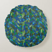 ブルーベリーミニマルフローラルパタシンプルーン ラウンドクッション (正面)