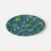 ブルーベリーミニマル花柄紙コラージュ ペーパープレート (アングル)