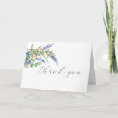 ブルーベリーワイルドフラワーラベ素朴ンダー結婚ズ サンキューカード (正面)