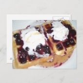 ブルーベリーワッフルとホイップクリーム葉書 ポストカード (正面/裏面)