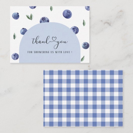 ブルーベリーワン誕生日ボーイサンキューベイビーシャワー ノートカード (正面/裏面)