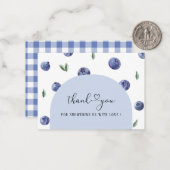 ブルーベリーワン誕生日ボーイサンキューベイビーシャワー ノートカード (正面/裏面インサイチュ)