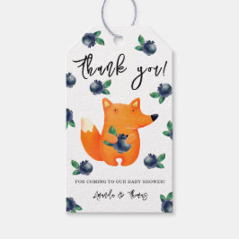 ブルーベリー付きキツネ – あなた感謝していの赤ちゃんシャワー ギフトタグ