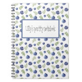 ブルーベリー付きノートとカスタム文字名 ノートブック (正面)