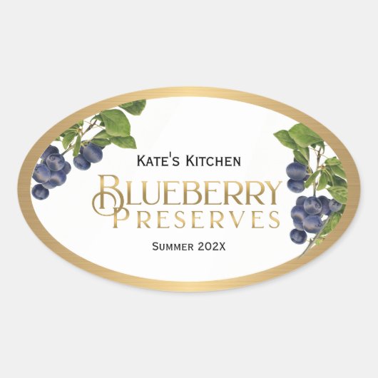 ブルーベリー保存ジェリーラベルヴィンテージ 楕円形シール (正面)
