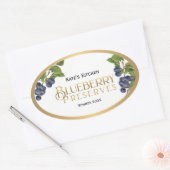 ブルーベリー保存ジェリーラベルヴィンテージ 楕円形シール (封筒)