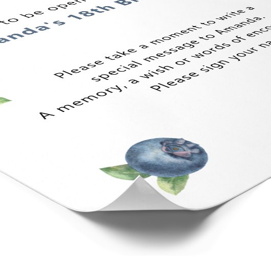 ブルーベリー時間カプセル1歳の誕生日 ポスター (角)