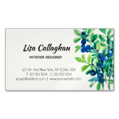 ブルーベリー水絵を描色 マグネット名刺 (正面)