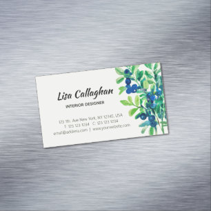 ブルーベリー水絵を描色 マグネット名刺