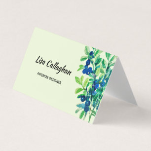 ブルーベリー水絵を描色 名刺