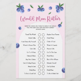 ブルーベリー甘い水の色の女の子ベビーシャワーゲーム