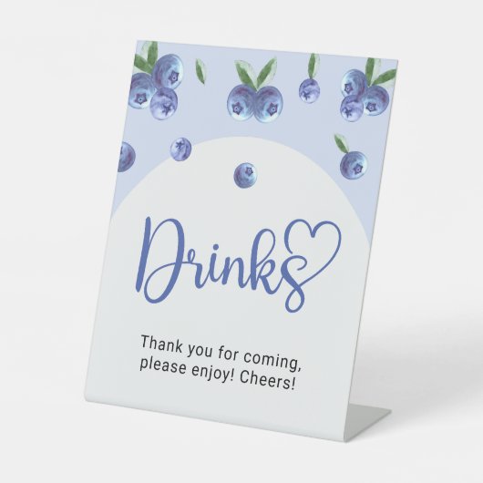 ブルーベリー甘い水の色の男の子の赤ちゃんシャワー飲料 台座サイン (正面)