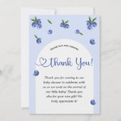 ブルーベリー甘い水の色の男の子の赤ちゃんシャワー サンキューカード (正面)