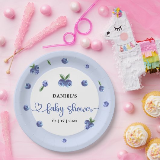 ブルーベリー甘い水の色の男の子の赤ちゃんシャワー ペーパープレート (パーティー)