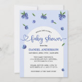 ブルーベリー甘い水の色の男の子の赤ちゃんシャワー 招待状 (正面)