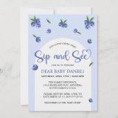 ブルーベリー甘い水の色の男の子sipと参照 招待状 (正面)