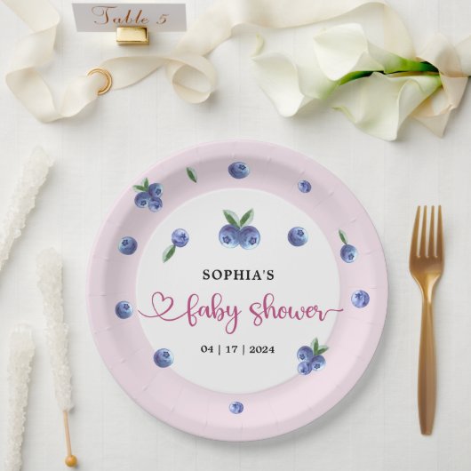ブルーベリー甘い水の色ガールベビーシャワー ペーパープレート (ウェディング)