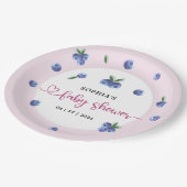 ブルーベリー甘い水の色ガールベビーシャワー ペーパープレート (アングル)