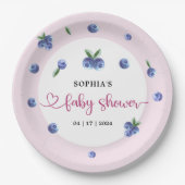ブルーベリー甘い水の色ガールベビーシャワー ペーパープレート (正面)