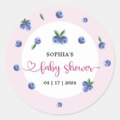 ブルーベリー甘い水の色ガールベビーシャワー ラウンドシール (正面)