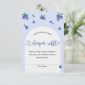 ブルーベリー甘い男の子の赤ちゃんシャワーおむつラッフル エンクロージャーカード (スタンド正面)