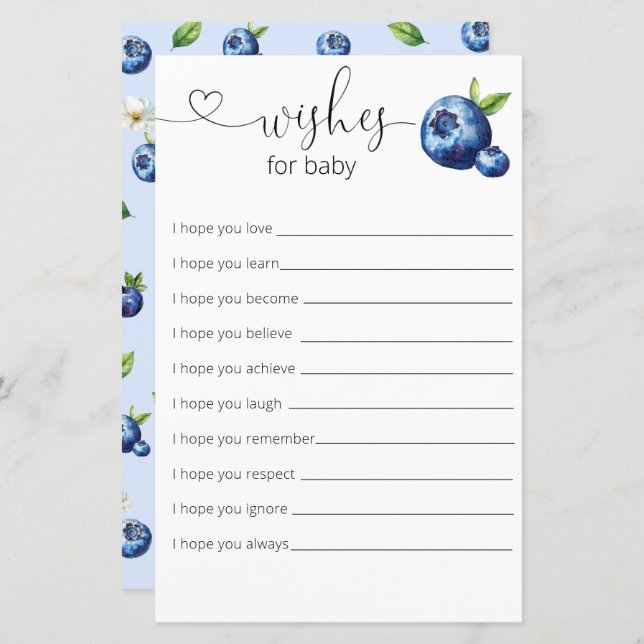 ブルーベリー甘い赤ちゃんシャワーベビー (正面/裏面)