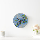 ブルーベリー絵画水彩 ラウンド壁時計 (ホーム)