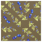 ブルーベリー茎葉付きブラウンダート背景 ファブリック (クローズアップ)