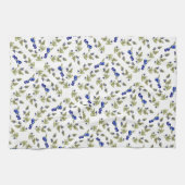 ブルーベリー茎葉付き白い背景 キッチンタオル (横)