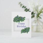 ブルーベリー葉書と緑の枝 ポストカード (スタンド正面)