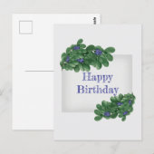 ブルーベリー葉書と緑の枝 ポストカード (正面/裏面)