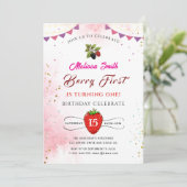 ブルーベリー誕生日パーティーの招待 招待状 (スタンド正面)