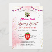 ブルーベリー誕生日パーティーの招待 招待状 (正面/裏面)