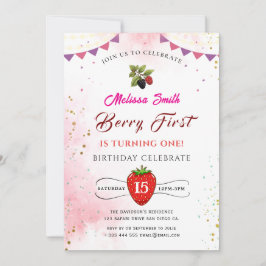 ブルーベリー誕生日パーティーの招待 招待状