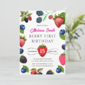 ブルーベリー誕生日パーティーの招待 招待状 (スタンド正面)