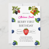 ブルーベリー誕生日パーティーの招待 招待状 (正面)