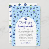 ブルーベリー誕生日写真ありがとう 招待状 (正面/裏面)