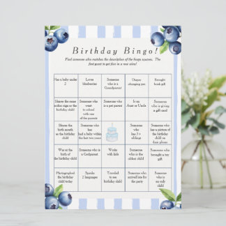 ブルーベリー誕生日探せゲストビンゴゲームカード シーズンカード