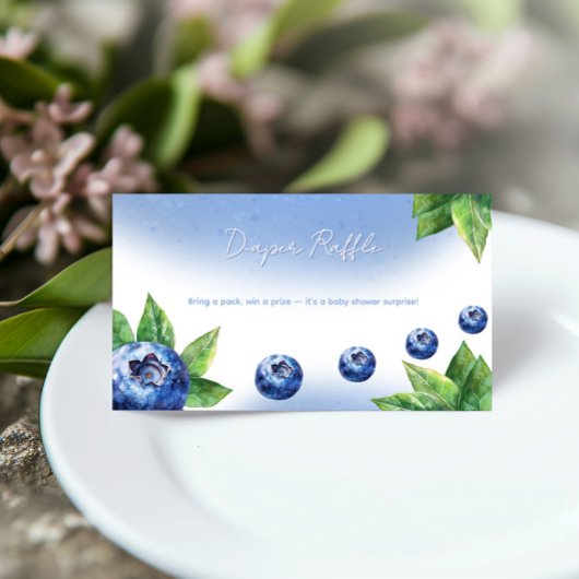 ブルーベリー赤ちゃんシャワーおむつラッフルエンクロージャカード 名刺