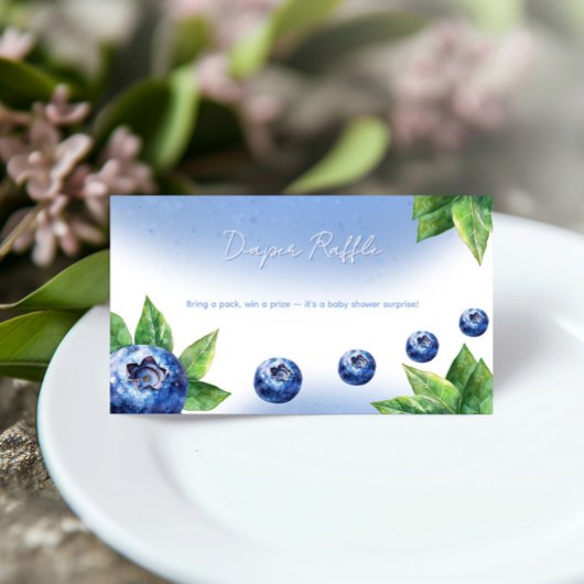 ブルーベリー赤ちゃんシャワーおむつラッフルエンクロージャカード 名刺