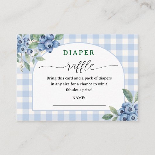 ブルーベリー赤ちゃんシャワーおむつラッフルエンクロージャー エンクロージャーカード (正面)
