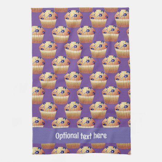 ブルーベリー風味マフィンのバッチ独自の文字 キッチンタオル (縦)
