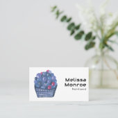 ブルーベリー魅力的バスケット水彩可愛いフルーツ 名刺 (スタンド正面)